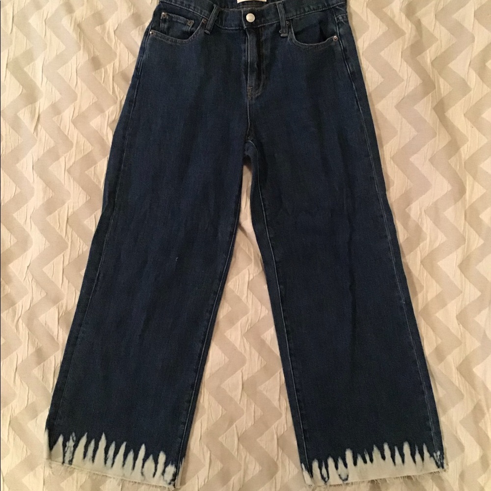Gap denim culottes bleach detail at bottom hem